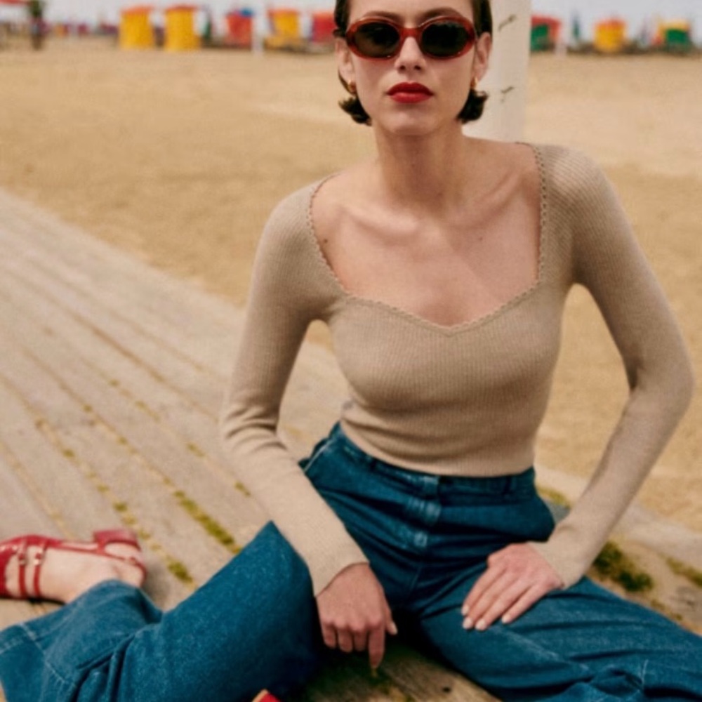 Sezane Maha Jumper Sandstone - Size XS